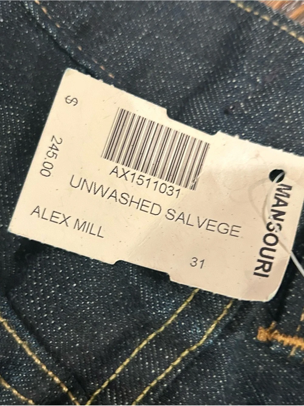 NWT Alex Mill Raw Selvage Denim Jeans Brand new! Sz 31